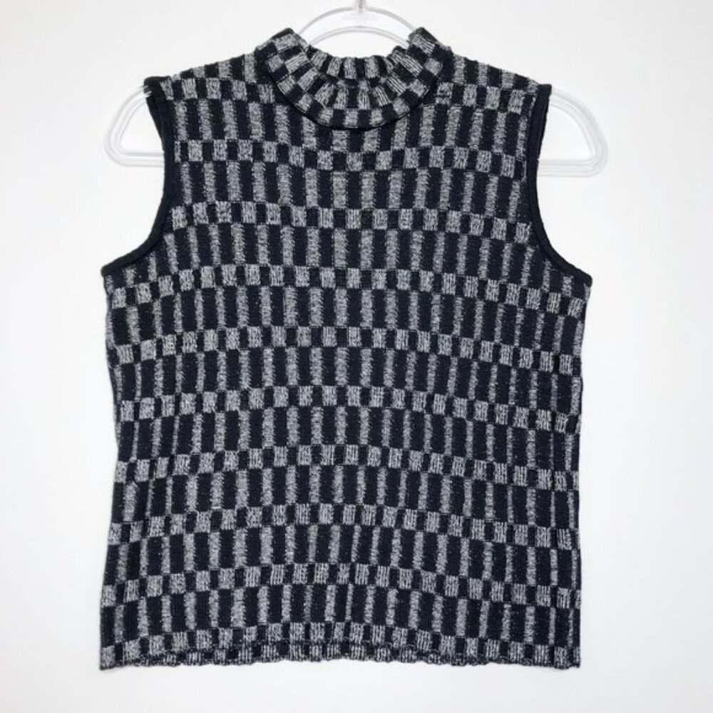 St. John Sport by Marie Gray Wool mock neck sleeveless sweater shell Large